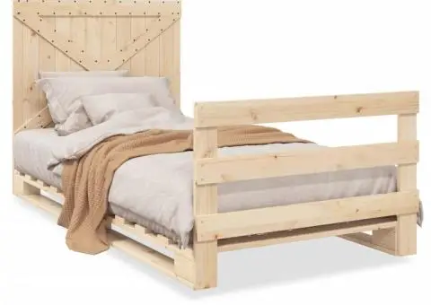 Cadru de pat cu tăblie, 100x200 cm, lemn masiv de pin - 2/5