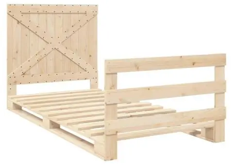 Cadru de pat cu tăblie, 100x200 cm, lemn masiv de pin - 3/5