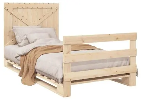 Cadru de pat cu tăblie, 100x200 cm, lemn masiv de pin - 4/5