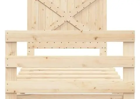 Cadru de pat cu tăblie, 100x200 cm, lemn masiv de pin - 5/5