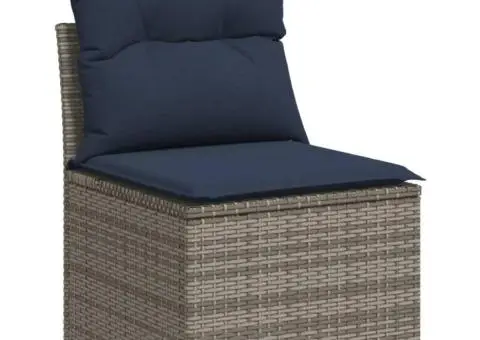 Set canapele de grădină cu perne, 7 piese, gri, poliratan - 4/5