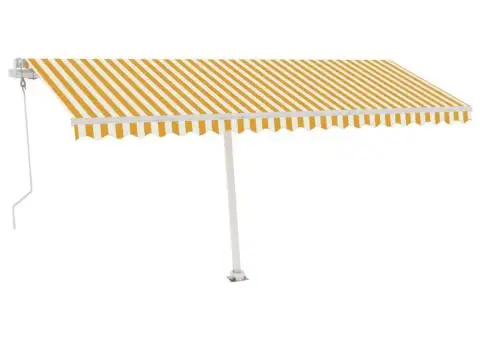 Copertină autonomă retractabilă automat galben&alb 500x350 cm - 2/5