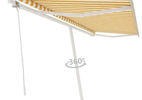 Copertină autonomă retractabilă automat galben&alb 500x350 cm - 3/5