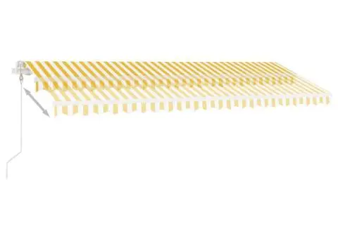 Copertină autonomă retractabilă automat galben&alb 500x350 cm - 4/5