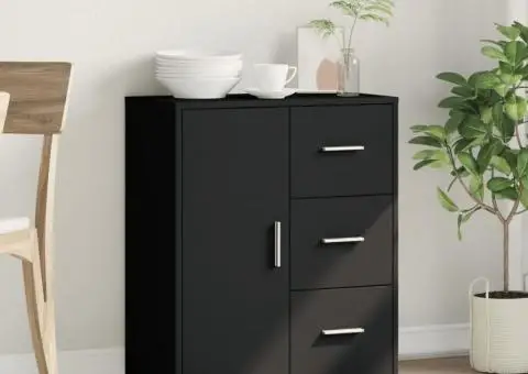 Dulap, negru, 60x31x70 cm, lemn prelucrat - 3/5