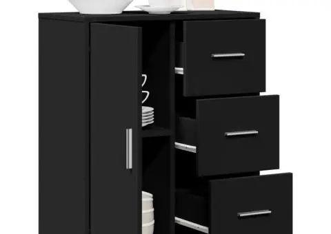 Dulap, negru, 60x31x70 cm, lemn prelucrat - 4/5