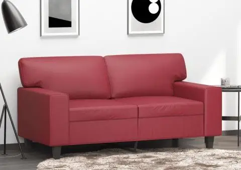 Canapea cu 2 locuri, roșu vin, 120 cm, material textil - 1/5
