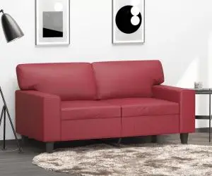 vidaXL Canapea cu 2 locuri, roșu vin, 120 cm, material textil