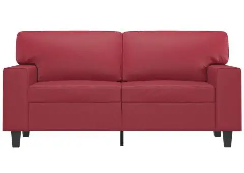 Canapea cu 2 locuri, roșu vin, 120 cm, material textil - 3/5