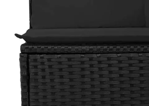 Set mobilier de grădină cu perne, 4 piese, negru, poliratan - 5/5