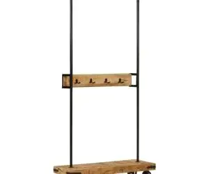 vidaXL Suport pentru haine cu roți 90x35x190cm lemn masiv mango & fier