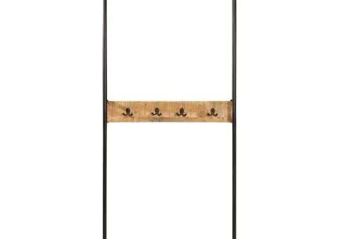 Suport pentru haine cu roți 90x35x190cm lemn masiv mango & fier - 2/5