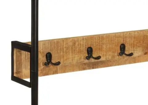 Suport pentru haine cu roți 90x35x190cm lemn masiv mango & fier - 5/5