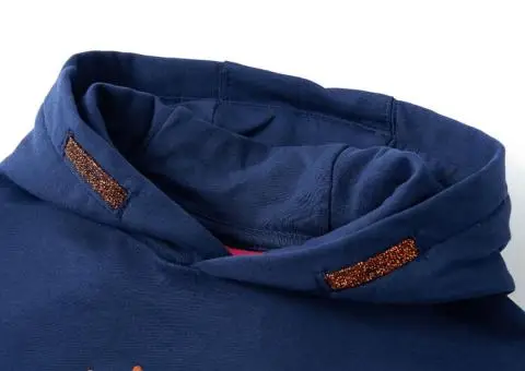 Hanorac cu glugă pentru copii, bleumarin, 140 - 3/5