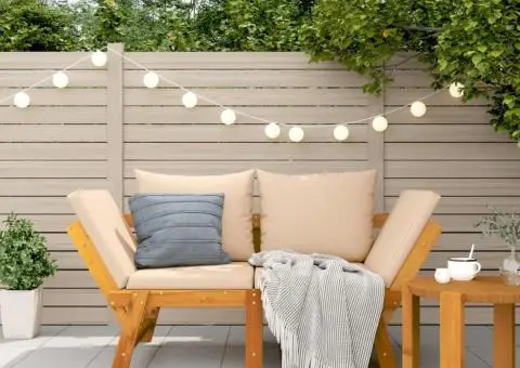 Bancă de grădină cu perne 2 în 1, lemn masiv de acacia - 1/5