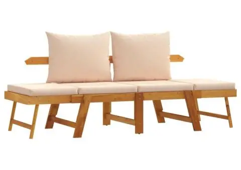 Bancă de grădină cu perne 2 în 1, lemn masiv de acacia - 2/5