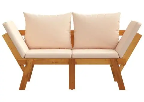 Bancă de grădină cu perne 2 în 1, lemn masiv de acacia - 4/5