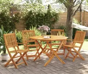 vidaXL Set mobilier de grădină pliabil, 5 piese, lemn masiv de acacia