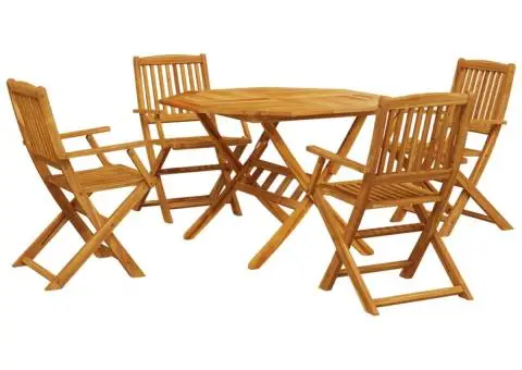 Set mobilier de grădină pliabil, 5 piese, lemn masiv de acacia - 2/5