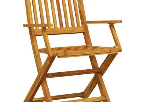 Set mobilier de grădină pliabil, 5 piese, lemn masiv de acacia - 5/5