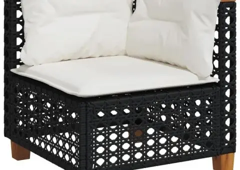 Set mobilier de grădină cu perne, 5 piese, negru, poliratan - 3/5