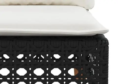 Set mobilier de grădină cu perne, 6 piese, negru, poliratan - 5/5