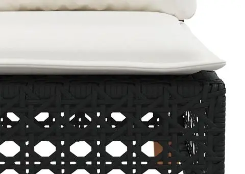 Set mobilier de grădină cu perne, 6 piese, negru, poliratan - 5/5