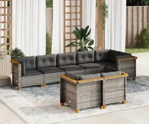 vidaXL Set canapele de grădină cu perne, 8 piese, gri, poliratan