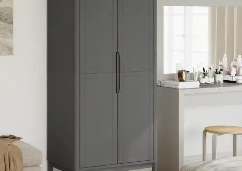 Șifonier "FLORO", gri, 77x53x171 cm, lemn masiv pin - 1/5