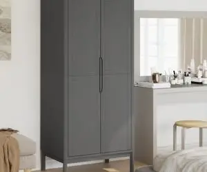 vidaXL Șifonier "FLORO", gri, 77x53x171 cm, lemn masiv pin