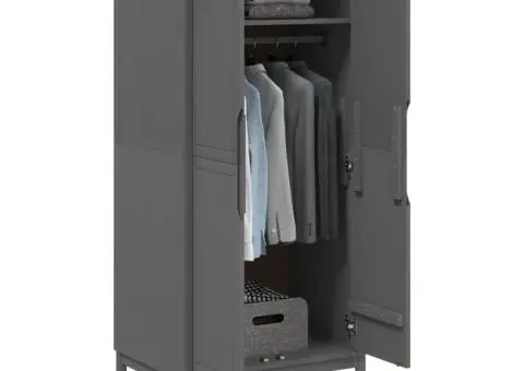 Șifonier "FLORO", gri, 77x53x171 cm, lemn masiv pin - 4/5