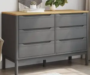vidaXL Comodă cu sertare „FLORO”, gri, lemn masiv de pin
