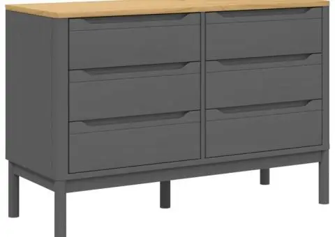 Comodă cu sertare „FLORO”, gri, lemn masiv de pin - 2/5