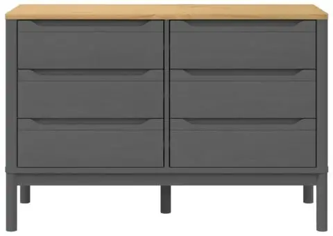 Comodă cu sertare „FLORO”, gri, lemn masiv de pin - 5/5