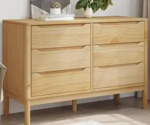 vidaXL Comodă cu sertare „FLORO”, maro ceruit, lemn masiv de pin