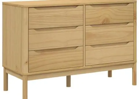 Comodă cu sertare „FLORO”, maro ceruit, lemn masiv de pin - 2/5