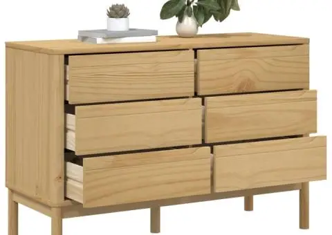 Comodă cu sertare „FLORO”, maro ceruit, lemn masiv de pin - 4/5