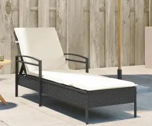 vidaXL Șezlong cu pernă, negru, 63x200x81 cm, poliratan