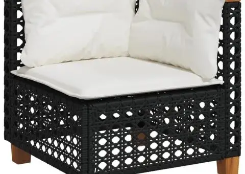 Set mobilier de grădină cu perne, 6 piese, negru, poliratan - 3/5