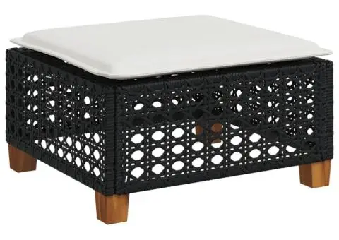 Set mobilier de grădină cu perne, 8 piese, negru, poliratan - 5/5