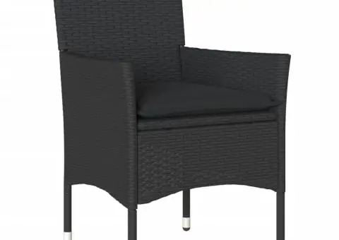Set mobilier de grădină cu perne 3 piese negru poliratan&sticlă - 3/5
