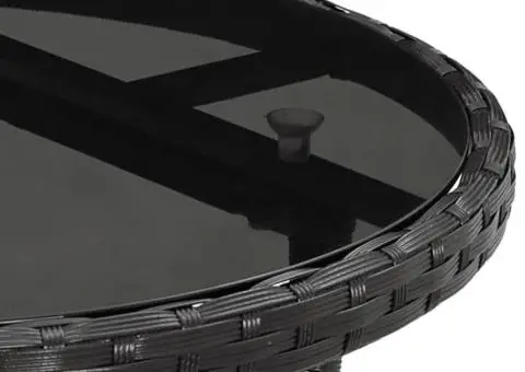 Set mobilier de grădină cu perne 3 piese negru poliratan&sticlă - 4/5