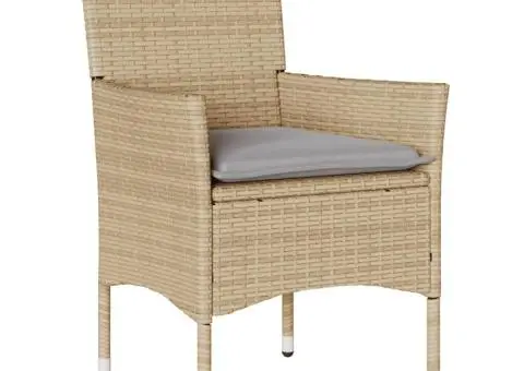 Set mobilier de grădină cu perne 5 piese bej poliratan & sticlă - 3/5