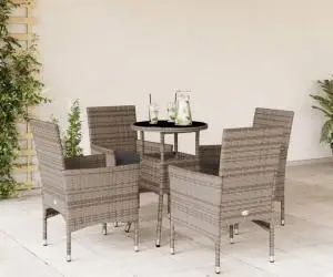 vidaXL Set mobilier de grădină cu perne 5 piese gri poliratan & sticlă