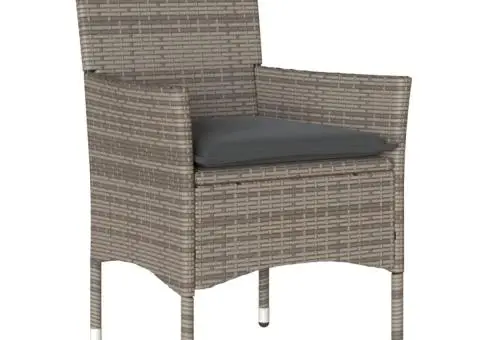 Set mobilier de grădină cu perne 5 piese gri poliratan & sticlă - 3/5