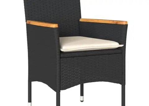 Set mobilier de grădină cu perne 7 piese negru poliratan&sticlă - 3/5
