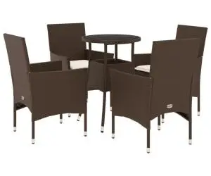 vidaXL Set mobilier de grădină cu perne 5 piese maro poliratan&sticlă