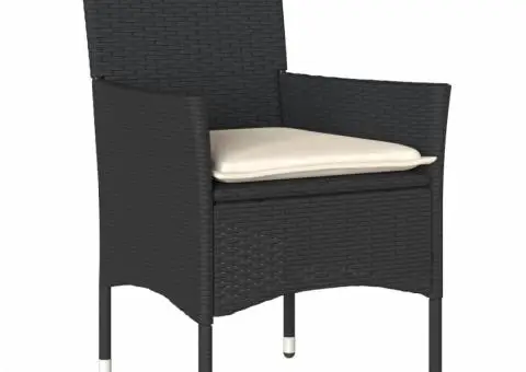 Set mobilier de grădină cu perne 3 piese negru poliratan&sticlă - 3/5
