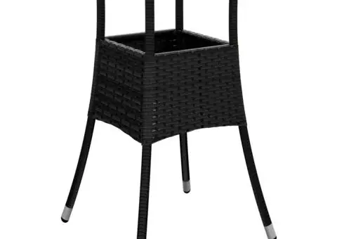 Set mobilier de grădină cu perne 3 piese negru poliratan&sticlă - 4/5