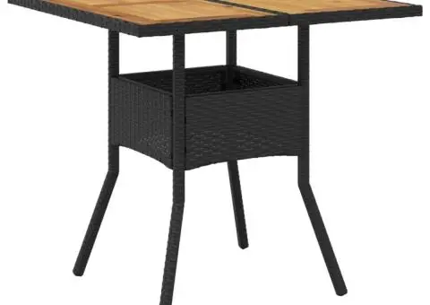 Set mobilier grădină perne 3 piese negru poliratan/lemn acacia - 4/5